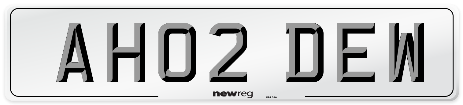 AH02 DEW Number Plate from New Reg